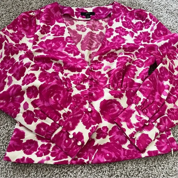 {J.Crew} Floral Satin Blouse - Picture 2 of 10